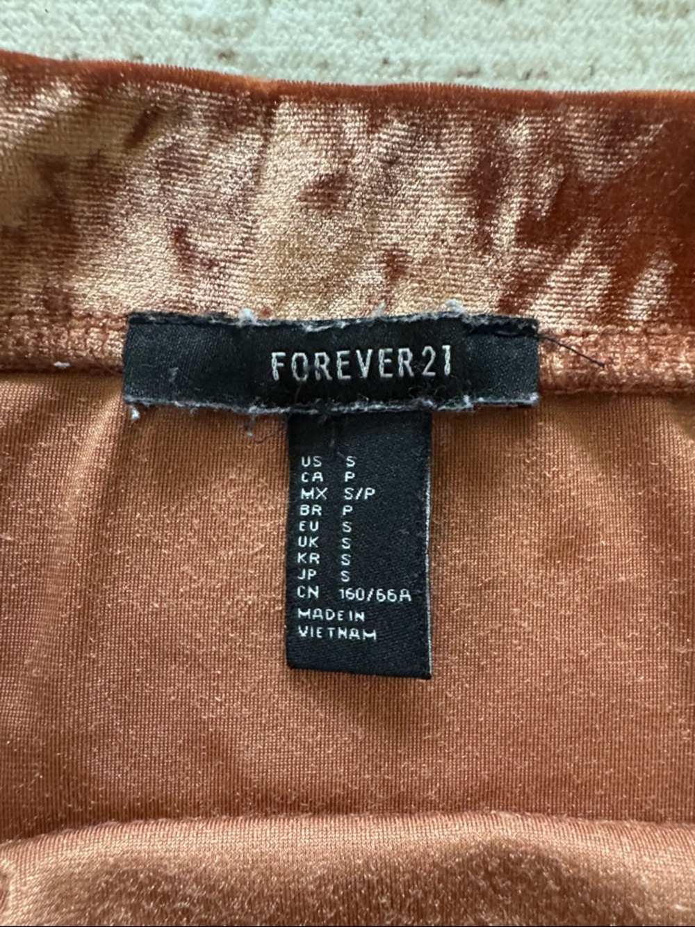 Forever 21 Rust Velvet Mini Skirt - Picture 2 of 3